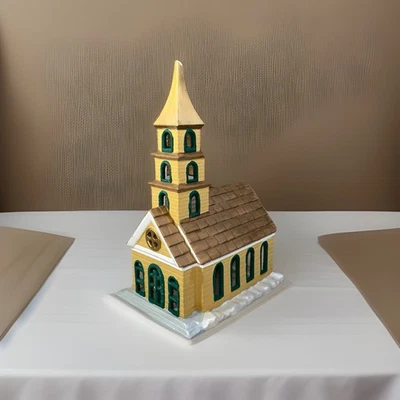 复古拜伦模具陶瓷教堂圣诞村配件 1979 年手绘 — 第 1/4 张图片