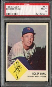 1963 Fleer #47 Roger Craig PSA 9 Mets - Picture 1 of 2