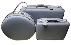 VTG American Tourister TRI-TAPER Gray Hard Vinyl Shell Suitcase Set Luggage READ - Picture 1 of 9