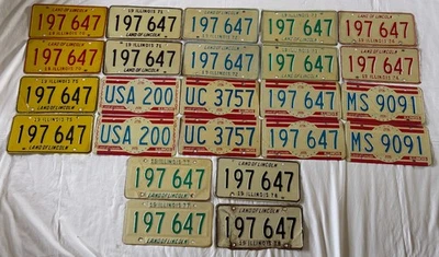 LOT OF 24 ILLINOIS IL LICENSE PLATES 1970'S 1976 BICENTENNIAL CAR AUTO TAGS NR - Image 1 of 4