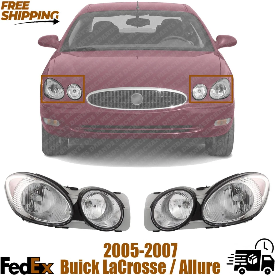Conjunto de faros delanteros halógenos, diestros y diestros Buick LaCrosse / Allure 2005-2007 Foto 1 de 4