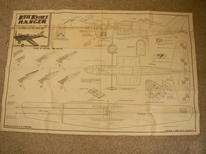 Keil Kraft Kit Plans of Ranger a vintage CL 1/2ATeam Racer of 26" wingspan - Picture 1 of 4