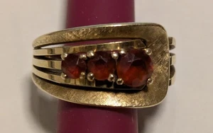 Anillo Oro .585 14k Granate Rubí Moderno ¡SUEÑO!!! - Imagen 1 de 3