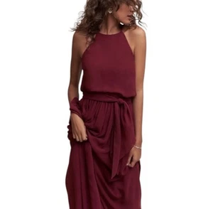 BHLDN Donna Morgan Cherry Alana ärmelloses hochgeschlossenes Kleid mit Bindeband Taille Größe 2 - Bild 1 von 8