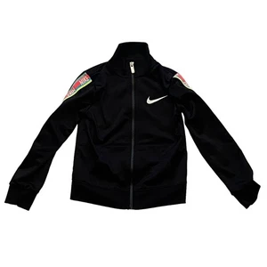 Nike Girl's Size 6 Black Fluorescent Side Stripe Full Zip Up Track Jacket - Picture 1 of 9