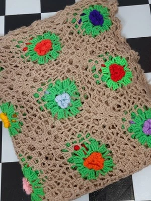 Manta de Colección Hecha a Mano Floral 3D Crochet Afgana Abuela Tejida para Regazo 84x53 Foto 1 de 4