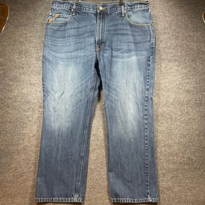 Ariat M4 Low Rise Boot Cut Roadhouse Jeans Men's 42X30 Blue Relaxed Fit Western - Image 1 of 4