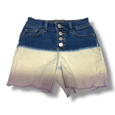 Pantalones Cortos de Denim Justice Girl Talla 10 Ajustados Teñidos en Azul Púrpura Jean Foto 1 de 4