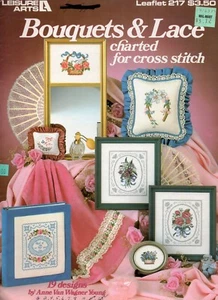 Bouquets & Lace Cross Stitch Book - Leisure Arts 217 - Vintage 1982 - Picture 1 of 1