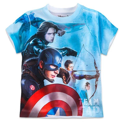 Camisa masculina arte resumida Capitão América Homem de Ferro Disney Store 5/6 7/8 10/12 14 - Imagem 1 de 2