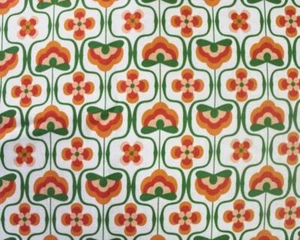 Crafts Fabrics Retro Flower Power Light Brown Digital Printed 100% Cotton fabric - Picture 1 of 3