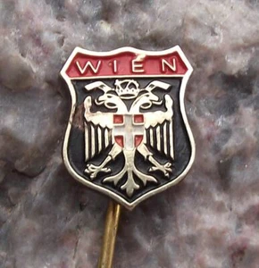 Vintage Wien Vienna Austrian Double Headed Black Eagle Heraldic Pin Badge - Picture 1 of 2