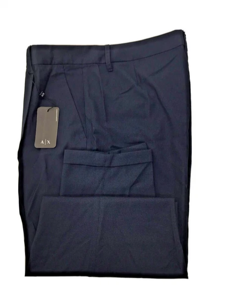 $120 Armani Exchange Men Polyester Viscose Trouser Pattern,Navy Invisible Net 28 - Image 1 of 1