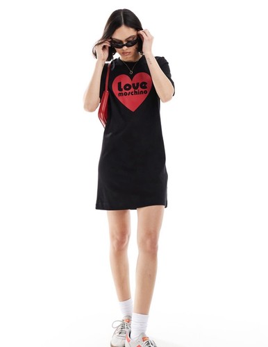 Abito Camicia Nuovo Love Moschino Taglia 40 S Nero Manica Corta