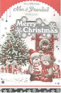 Nan & Grandad Christmas Card. To A Special Nan & Grandad With Love Merry Xmas. - Picture 1 of 2