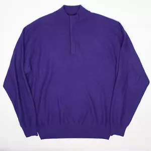 Peter Millar 1/2 Zip Sweater XL Solid Purple Long Sleeve Pullover Merino Wool - Picture 1 of 5