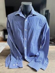 Banana Republic Men's Non-Iron Button Down Dress Shirt Slim Fit Blue Plaid Sz M - Picture 1 of 5