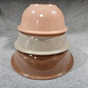 Pyrex Mixing Nesting 3 Bowl Clear Glass Bottom Autumn Rainbow 322 323 325 - Picture 1 of 11