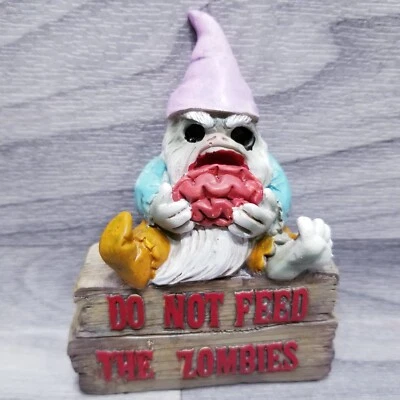Do Not Feed The Zombies Mini Display Gnome Figure Troll Dwarf Brain Eating - Image 1 of 3