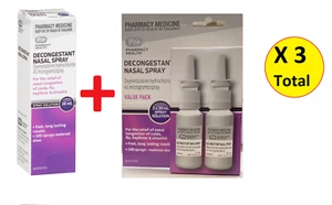 3 x Nasal Decongestant Spray same as Sudafed & Dimetapp (OXYMETAZOLINE) Twin+1 - Picture 1 of 10