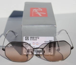 RAY-BAN RB1972 Sunglasses Octagon Gunmetal/Pink Gradient Grey 004/GC 1N NEW - Picture 1 of 8
