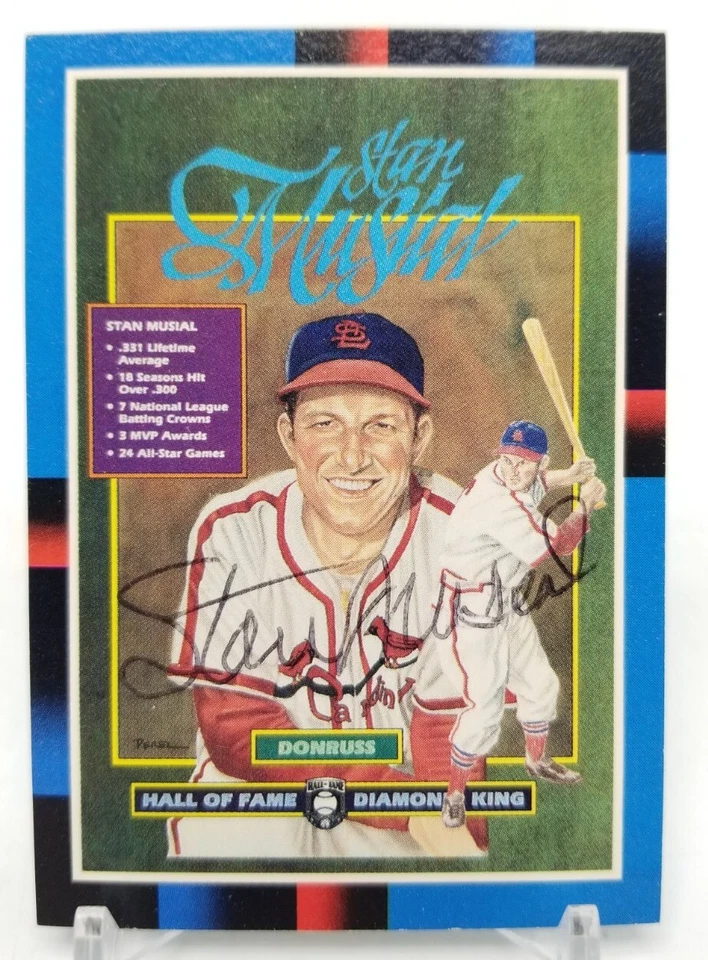 1988 Donruss STAN MUSIAL Hall of Fame Diamond King Signed St Louis Cardinals 641 - Image 1 of 4
