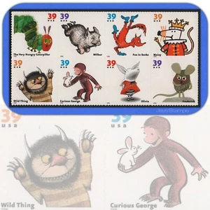 2006 LIBRO FAVORITO PARA NIÑOS ANIMALES Bloque de 8 estampillas adjuntas como nuevas #3987-3994 - Imagen 1 de 2