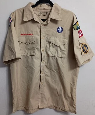 Boy Scouts of America BOA Size Men's Large Uniform Shirt Den Leader Patches  - Image 1 of 4