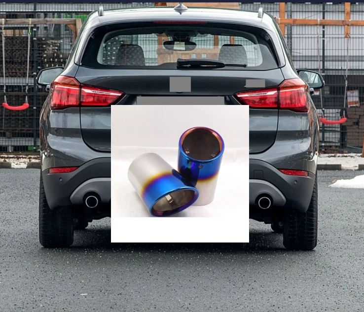 Car Rear Exhaust Tip Muffler Tailpipe For BMW X1  2010-2024 BLUE SS 2 PCS - Image 1 of 4