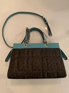CALVIN KLEIN SATCHEL/PURSE TEAL AND BROWN QUILTED STYLE FOR WOMEN - Picture 1 of 6