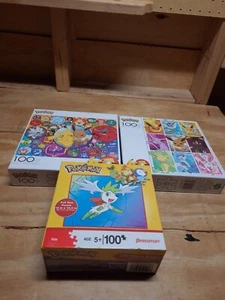 3 Pokemon 100 Piece Puzzles - Pressman & Buffalo - 2 Used (Complete) & 1 Sealed! - Picture 1 of 11