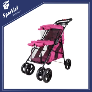 IBIYAYA Double Decker Pet Stroller Carrier for Multiple Pets - Red Violet - Picture 1 of 7