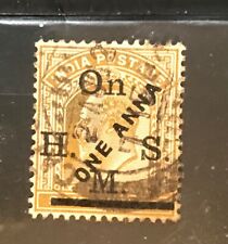 INDIA postage stamp King Edward  On H M S one Anna overprint