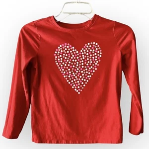 Cat & Jack Girls Heart Tshirt Long Sleeve Size 7/8 - Picture 1 of 5