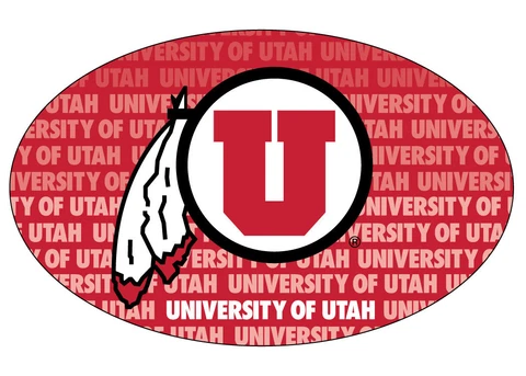 UTAH REPEAT PRINT OVAL MAGNET-UTAH UTES CAR MAGNET-NEW FOR 2016! Cover