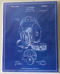 Football Helmet Patent Illustration 11”x14” Mounted on Foam Core - Picture 1 of 2