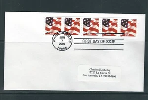 US SC # 3631 Flag . Water Activated Coil FDC . Strip Of Five . No Cachet - Picture 1 of 1