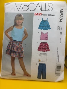 McCalls Pattern MP384 GIRLS TOPS SKIRT SHORTS PANTS Sz 6-8 Ruffles Elastic NEW - Picture 1 of 2