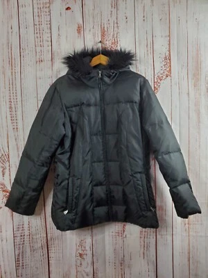 Athletic Works Coat Women's XL Black Down Filled Quilted Puffer Faux Fur Hood  - Image 1 of 4