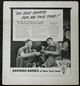 WWII SAVINGS BANK of NEW YORK - NO SILK SHIRTS FOR ME - GENUINE BOND POSTER - Picture 1 of 1