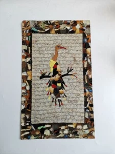 Arte Primitivo Africano Pájaro Mariposa Alas Cuadro Hecho a Mano África Camerún - Imagen 1 de 10