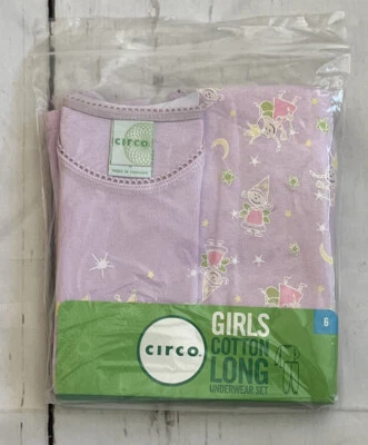NWT Girls CIRCO Sz 6 Cotton Pajamas Long Underwear 2pc Lavender Purple Fairies - Image 1 of 3