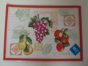 Four 100 % Cotton Trio De Fruits On Place Mats With French Words - Picture 1 of 3