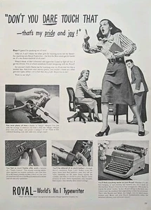 1946 Royal Schreibmaschine Druck Anzeige, NICHT ANFASSEN, das ist mein Stolz und meine Freude - Bild 1 von 1