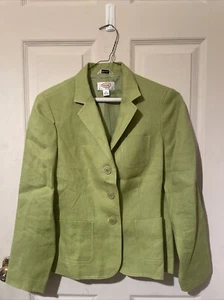 Talbots Blazer Damen Gr. 4 Lindgrün IrishLinen Sakko Knopf Frühling - Bild 1 von 9