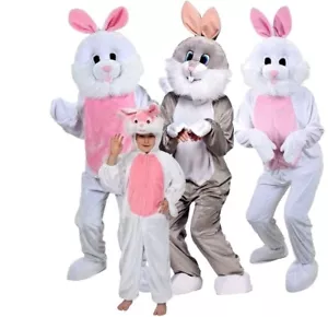 FUNNY BUNNY RABBIT DELUXE MASCOTS Fancy Dress Easter Costume Charity Adult Kids - Picture 1 of 6