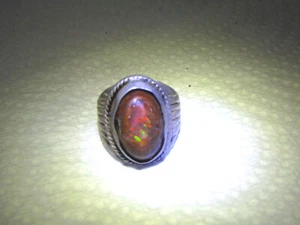 OLD ANTIQUE VINTAGE OPAL RING CRAFTED IN MEXICO 925 STERLING RICARD MEX 950 - Picture 1 of 6