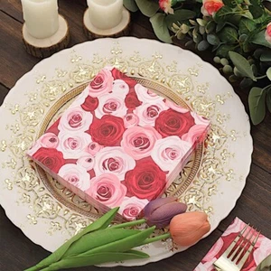 RED PINK 50 Floral Design 13" x 13" Dinner PAPER NAPKINS Party Event Decorations - Picture 1 of 8