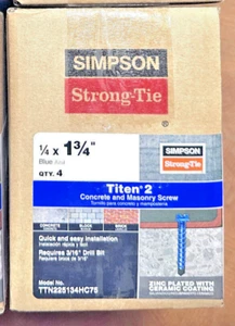 Simpson Strong-Tie TITEN-2 300 Count 1/4" X 1-3/4" Concrete & Masonry Screws - Picture 1 of 5