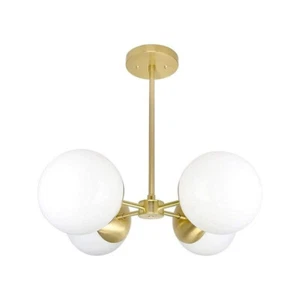 4 Light Globe 1950s Mid Century Brass Sputnik Chandelier Light Fixture Gift - Picture 1 of 8